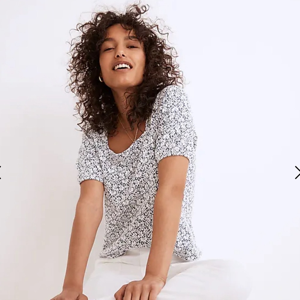 Floral Jacquard Button-Back Top
